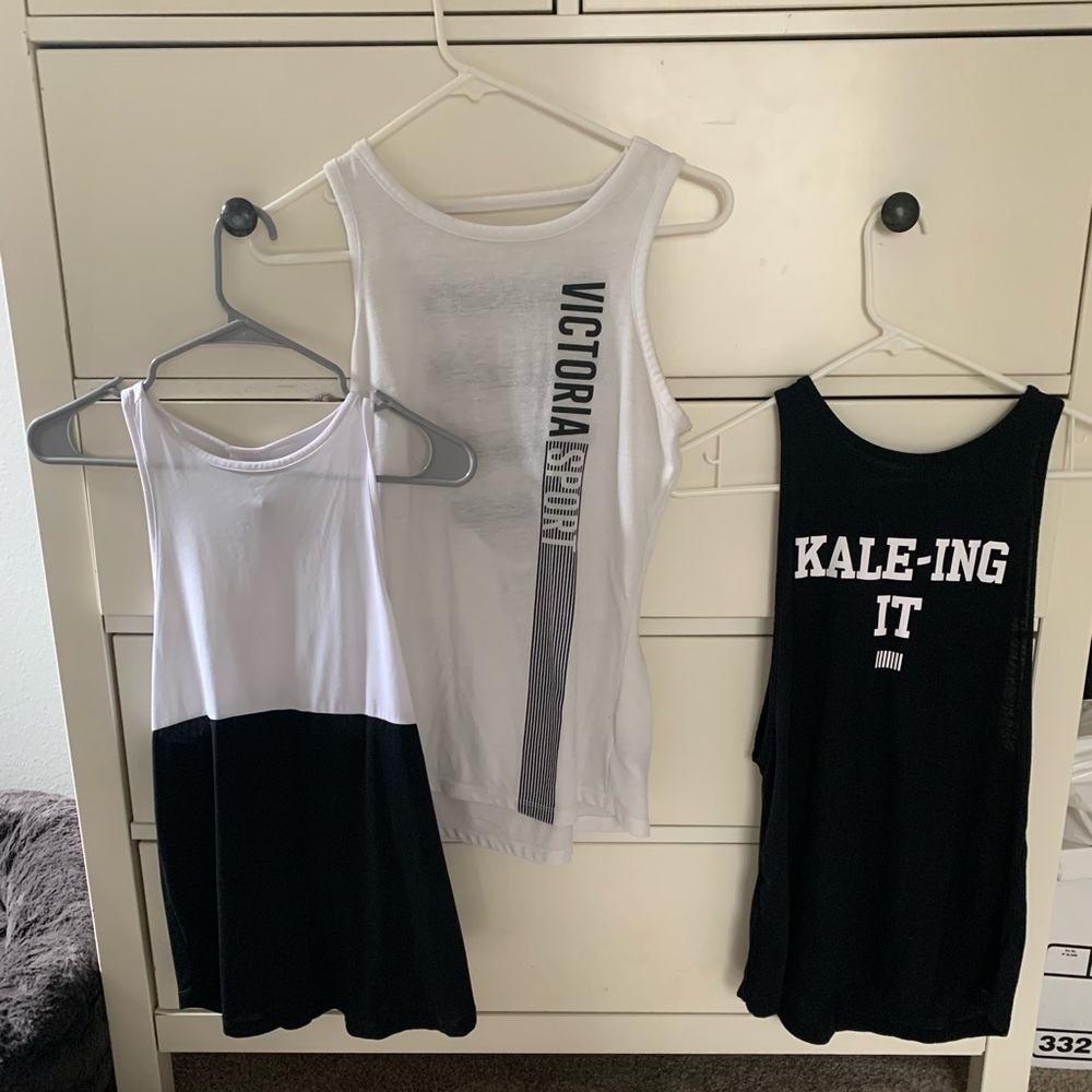 3 Victoria Secret Pink Sport Workout Tank Tops XS